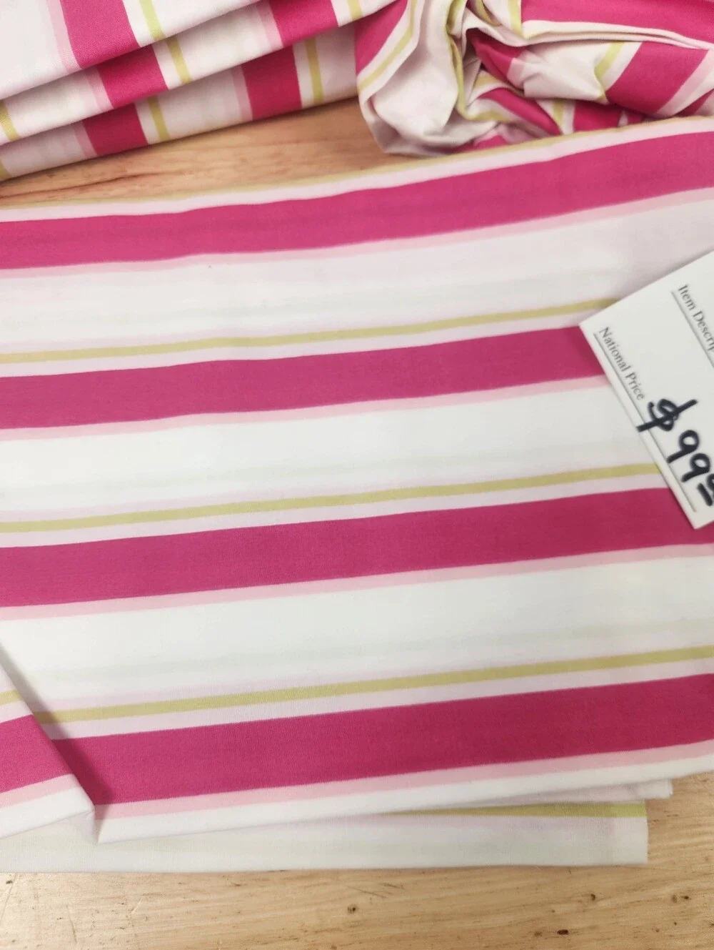 Pottery Barn Kids Aimee Twin Sheet Set With 1 Sham Pink Green Stripe 2006 NOS